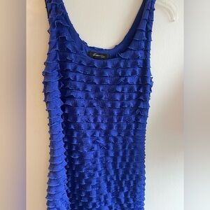 Blue Ruffled Sleeveless Top